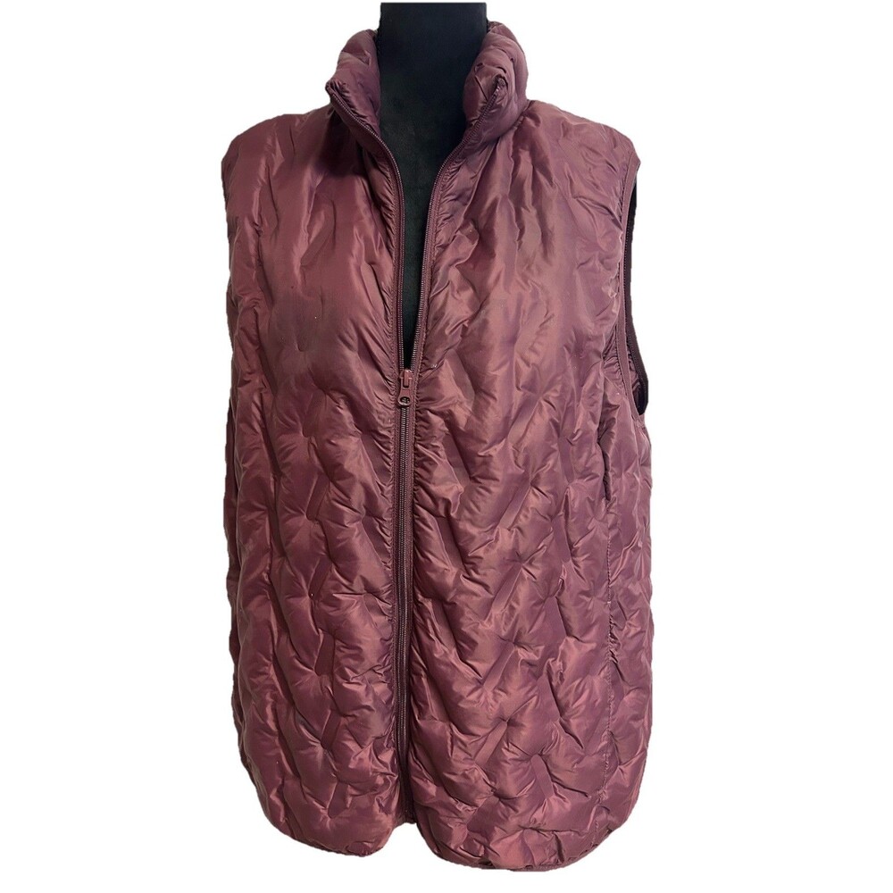 Tangerine XXL Maroon Womens Puffer Nylon Shell/lining Vest Pockets Zip Front